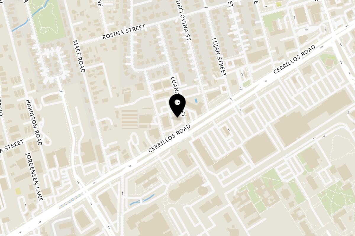 Map showing the location of India House on 2501 Cerrillos Rd in Santa Fe